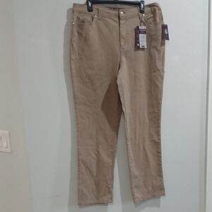 Gloria Vanderbilt Tan Straight-Leg Pants, New With Tags, Sz 16, Stretch